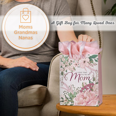 Christian Art Gifts Gift Bag/Tissue Paper Set For Moms I Love That You're My Mom, Pink, Medium...