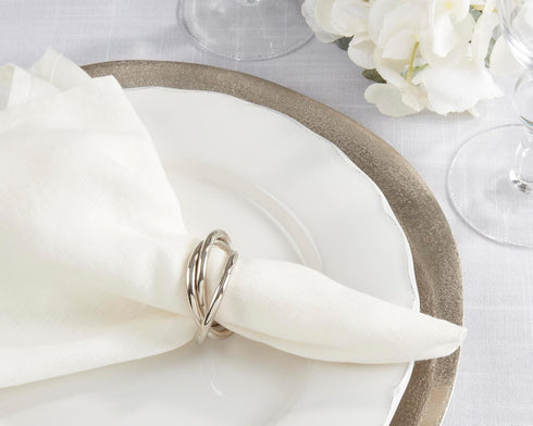 SARO LIFESTYLE Three Rings Design Napkin Ring (Set of 4), Silver...