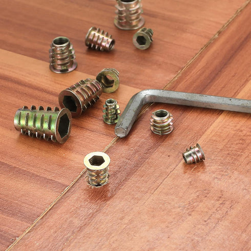 230 Pcs Threaded Inserts Nuts, Threaded Wood Inserts Nuts Assortment Tool Kit, 11 Sizes Metric M4/M5/M6/M8/M10 Hex Socket Drive Furniture Screw in...