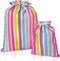 Gather & Knot Drawstring Gift Bags | 20" Large 12" Small | Premium Canvas | Reusable Fabric Wrap for Girls Birthdays, Baby Shower | Rainbow Stripe...