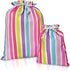 Gather & Knot Drawstring Gift Bags | 20" Large 12" Small | Premium Canvas | Reusable Fabric Wrap for Girls Birthdays, Baby Shower | Rainbow Stripe...