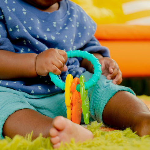 Bright Starts Tropical Chews Silicone Teething Ring - BPA-Free Monkey, Leaf, Banana - Unisex, 3 Months +...