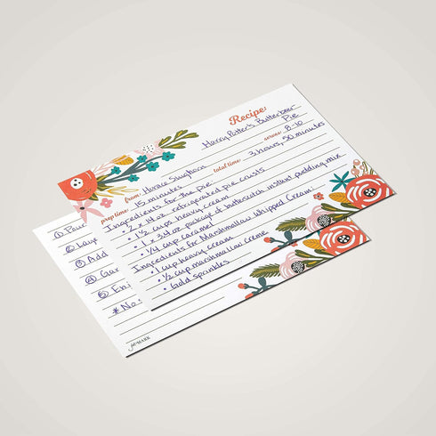 Jot & Mark Floral Recipe Cards 4x6 | Double Sided Thick Cardstock, 50 Count (Garden Floral)...