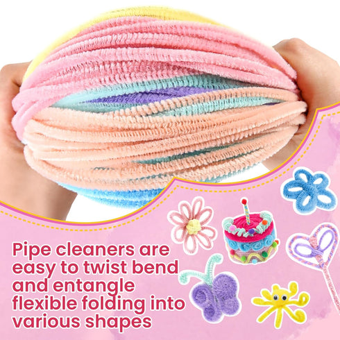 300Pcs Pipe Cleaners Chenille Stem,Pipe Cleaner Crafts,Craft Supplies Bulk for DIY Arts Crafts Project,7Colors (Macaron)...