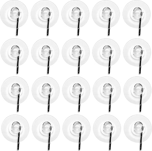20 Pack Clear Plastic Strong Suction Cup with Removable Hook (7/8" (22.22mm) Diameter)...