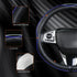 Leather Steering Wheel Cover?Black with Blue line?Anti-Slip, Safety, Soft, Sports Style, Black Steering Wheel Cover, Adaptable to 14.5-15 inches S...