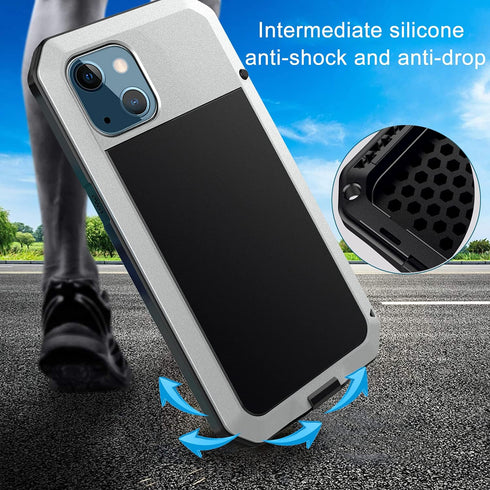 Marrkey for iPhone 13 Case, 360 Full Body Protective Cover Heavy Duty Shockproof Tough Armour Aluminum Metal Case with Silicone Built-in Screen Pr...