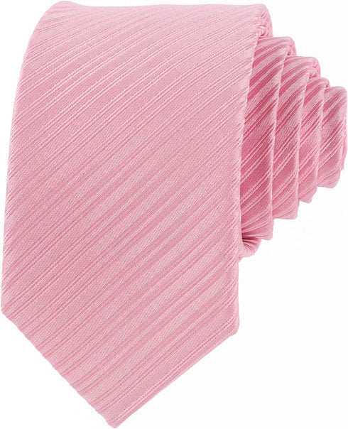 Pink Tie Men Women Skinny Tie Slim Tie Stripe Tie with Hanky Waterproof Oilproof Tie-Pink...