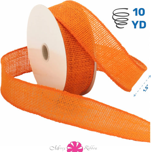 Morex Natural Burlap Wired Ribbon for Decorations, Holidays, Parties, Home and Outdoor Decor, 1.5" x 10 Yd, Orange...