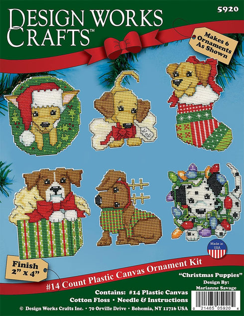 Design Works Crafts Christmas Puppies Counted Cross Stitch Ornament Kit, White...