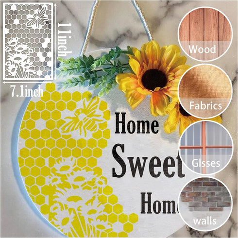 8 Pieces Stencils for Crafts Reusable Texture Spider Stencils Net Wood Grain Stone Spray Paint Layering Stencil Templates for DIY Scrapbook...