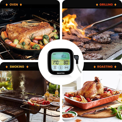 SMARTRO ST59 Digital Meat Thermometer for Oven BBQ Grill Kitchen Food Cooking with 1 Probe and Timer, LCD...