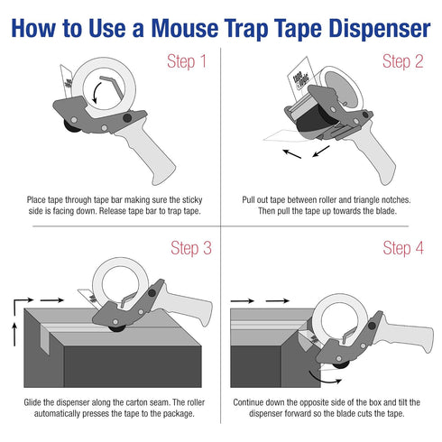 Partners Brand PTDEC2 Tape Logic Mouse Trap Carton Sealing Tape Dispenser, 2", Red/Black...