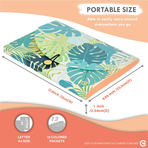 CNK File Folders Organizer with 13 Pockets Accordion Expanding Folder Documents Receipt Document Paper Pocket Filing Accordian Important expandabl...