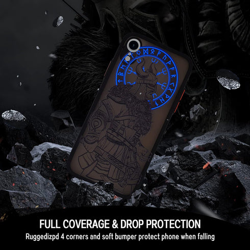 Cool Viking Phone Case with Viking Warrior 3D Embossed Compatible for iPhone XR Clear Frosted Trendy Phone Case......