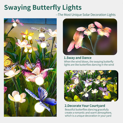 Solar Garden Lights, Solar Lights Outdoor Garden, Garden Lights Solar Powered, Decor for Garden, Yard, Patio, Pathway, IP65 Waterproof, Solar Butt...