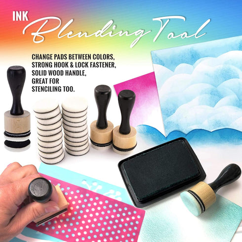 Pixiss Mini Ink Blending Tools - Square (Mini Ink Blending Tool with Added Replacement Foams)...