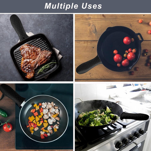 4 Pcs Non-Slip Silicone Hot Handle Holder & Assist Grips, Potholder for Cast Iron Skillets, Heat Resistant Handle Cover Sleeve for Frying Pans, Ca...