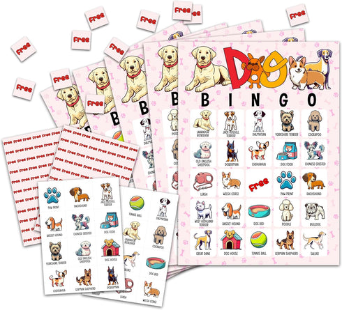 Dog Bingo Card Game, Puppy Bingo Game for Adults, Dog Party Supplies, Favors, Pawty Party Decorations, Dog Lovers Gift – 24 Players Bingo Game, C0...