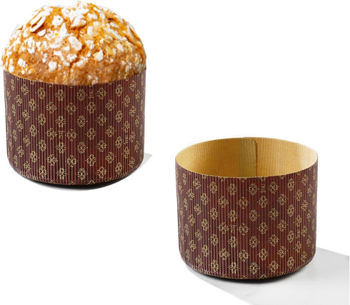 Pastry Chef's Boutique Deluxe Corrugated Panettone Paper Pan Mold - Medium - 750gr - 5.75” x 4-3/16” - Pack of 6...