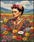 Posterizer 1 pcs- Frida Kahlo inspied art in the flower field-Famous Figures Art Collection-Floral Botanical Art- Living Room Bedroom Decor- unfra...