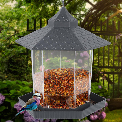 Twinkle Star Wild Bird Feeder Hanging for Garden Yard Outside Decoration, Hexagon Shaped Outside Hanging Bird Feeders for Outdoors Squirrel Proof,...