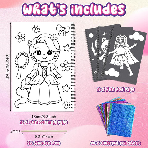 Art & Craft Activity,Foil Fun Dress Up DIY Art Kits,No Mess Creative Foil Art Kits Set Drawing Game for Kids,Birthday Gifts Crafts Supplies Kits T...