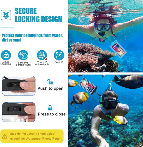 4 Pack Waterproof Phone Pouch Case with Lanyard - Cellphone Dry Bag IPX8 for iPhone 15 14 13 12 Pro Max Vacation Pool Beach Swimming Essentials...