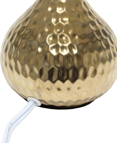 Simple Designs LT2073-GDB Mini Hammered Texture Gold Drip Table Lamp with Black Shade...