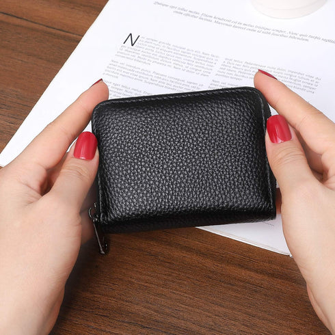 RFID Credit Card Holder Wallet with Zipper, Genuine Leather Credit Card Wallet for Women, Ladies Wallets...