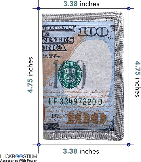 $100 Trifold Wallet - US Dollar Bill Wallet for Men - Money Wallet for Women - Leather Wallet with Card Slot and ID Window - Billfold Wallet for T...