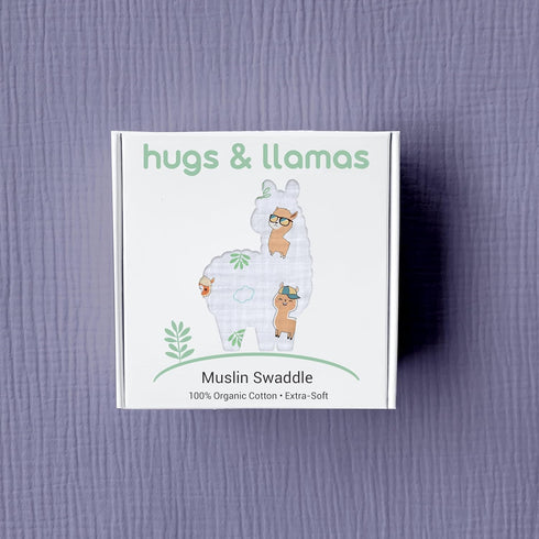 hugs & llamas | 100% Organic Cotton Muslin Swaddle Blankets | Unisex Swaddle Blanket | Extra Soft | Swaddles for Newborns and Infants | Machine Wa...