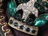 Alilang Antique Synthetic Emerald Green Crystal Rhinestone Golden Brass Crown Brooch Pin...