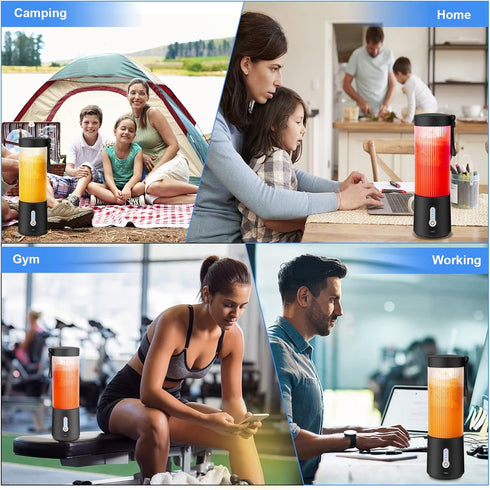 Portable Personal Blender, 15.2Oz USB Rechargeable Portable Blender with 6 Blades, BPA-Free Portable Blender for Shakes and Smoothies, Travel Blen...