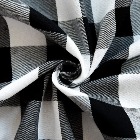 Buffalo Plaid Round Tablecloth Checkered Cotton Linen Table Cover for Kitchen Dining Room Home Decor ( Round - 48 Inch, White & Black )...