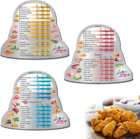 Air Fryer Magnetic Cheat Sheet Set, Instant Air Fryer Cooking Times Chart, Air Fryer Accessories Cooking Program Cheat Sheet, Kitchen Frying Lid C...