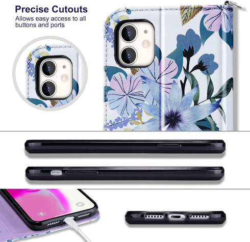 ULAK Compatible with iPhone 11 Wallet Case with Card Holder, PU Leather Flip Cover with Kickstand Magnetic Closure, Shockproof Protective Phone Ca...