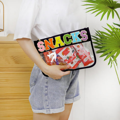 DYSHAYEN Chenille Letter Clear Zipper Pouch for Travel,Nylon Clear Cosmetic Bag,Makeup Travel Bag for Women Girls...