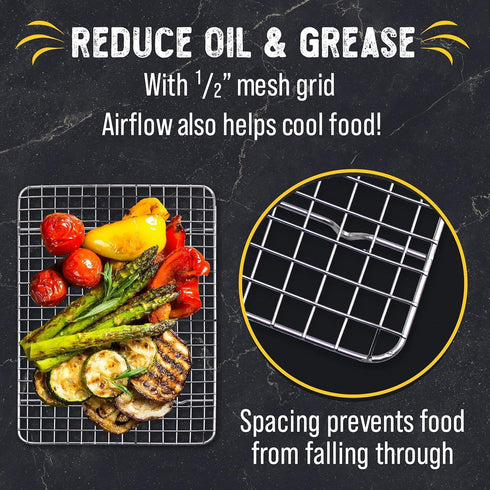 Checkered Chef Cooling Rack for Cooking and Baking - 17" x 12" Stainless Steel, Oven Safe Grid Wire Cookie Cooling Racks...