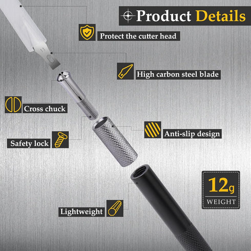 Craft Hobby Knife Exacto Knife with 15 Pcs Stainless Steel Blade Kit, 1pcs Steel 15CM Ruler and Carving Pattern Description Paper, hobby knife for...