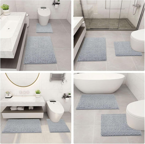 Arotive Luxury Chenille Toilet Rugs U-Shaped, Extra Soft Thick Absorbent Toilet Mat, Non-Slip Shaggy Plush Contour Bathroom Rugs, Machine Wash Dry...