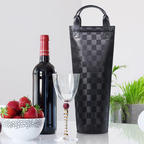 Tirrinia Single Wine Gift Tote Bag, Insulated Padded Thermal Wine Bottle Carrying Cooler Carrier for Travel, Picnic, Great Gift for Wine Lover, Bl...