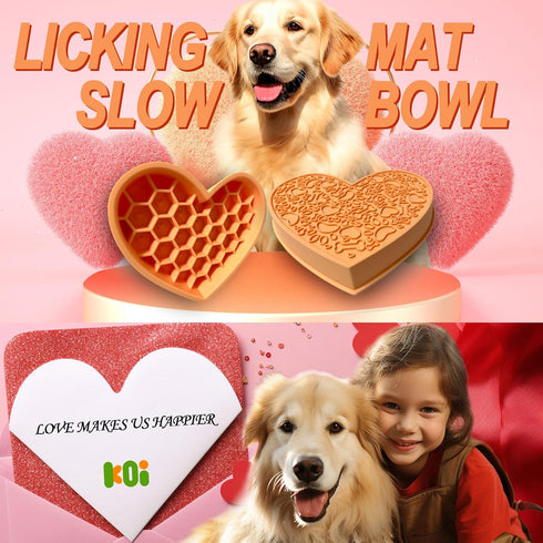 Silicone Slow Feeder Dog Bowls & Cat 2-in-1 Puzzle Dog Bowls Pet Food Bowls Encourages Slow Eating Lick Mat Design, Reduces Gulping, Dishwasher Fi...
