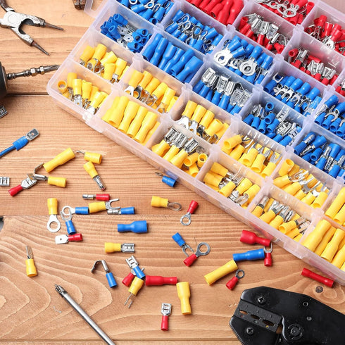330 Pcs Wire Connectors Kit Wire Crimp Butt Insulated Electrical Terminals, Cold Pressing Terminal Set with Spade Terminals, Fork Terminals and St...