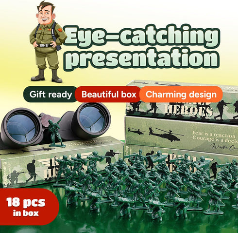 Entervending Army Men Action Figures - 2” Small Soldiers for Boys - 18 Pcs Green Army Soldier Toy Playset -Gift Ready Military Toys - Army Party F...