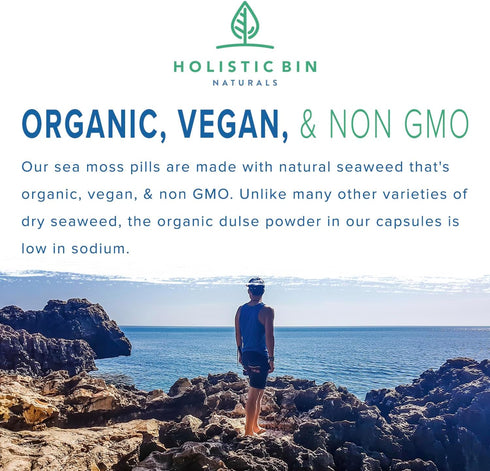 Organic Sea Moss Capsules 100% Pure Caribbean Sea Moss + Dulse Seaweed | Wild Harvested | No Fillers | Rich in Antioxidants, Minerals, and Iodine ...