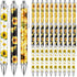 Qilery 30 Pcs Sunflower Ballpoint Pens Flower Pens Retractable Yellow Pens Plant Click Ball Pens Creative Floral Gel Ink Pen Black Ink Medium Poin...