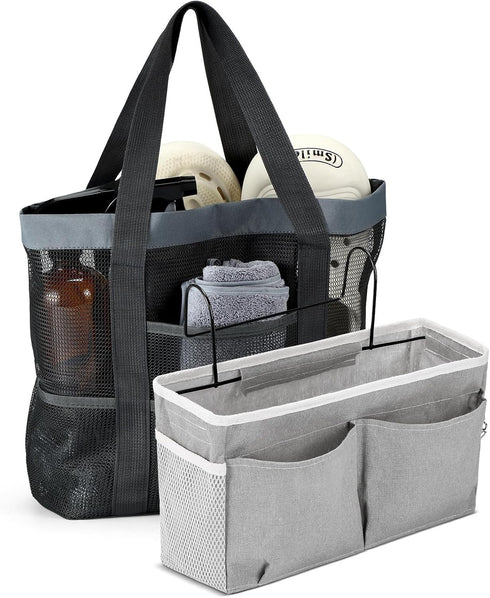 2 Pcs Bedside Caddy Storage Organizer, Hanging Mesh Bag with Pockets for Dorm Bedside Holder Storage Basket for College Bathroom Dorm Rooms Hospit...