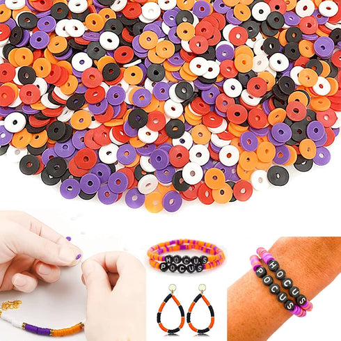 3180 PCS+ Halloween Beads Making Kit for DIY Jewelry 9 Strands Heishi Clay Beads Halloween Charms Making for Halloween Bracelet Necklace Earrings ...