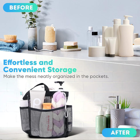Mesh Shower Caddy Portable for College Dorm Room Essentials, Shower Caddy Dorm with 8-Pocket Large Capacity,Shower Bag for Beach,Swimming,Gym...